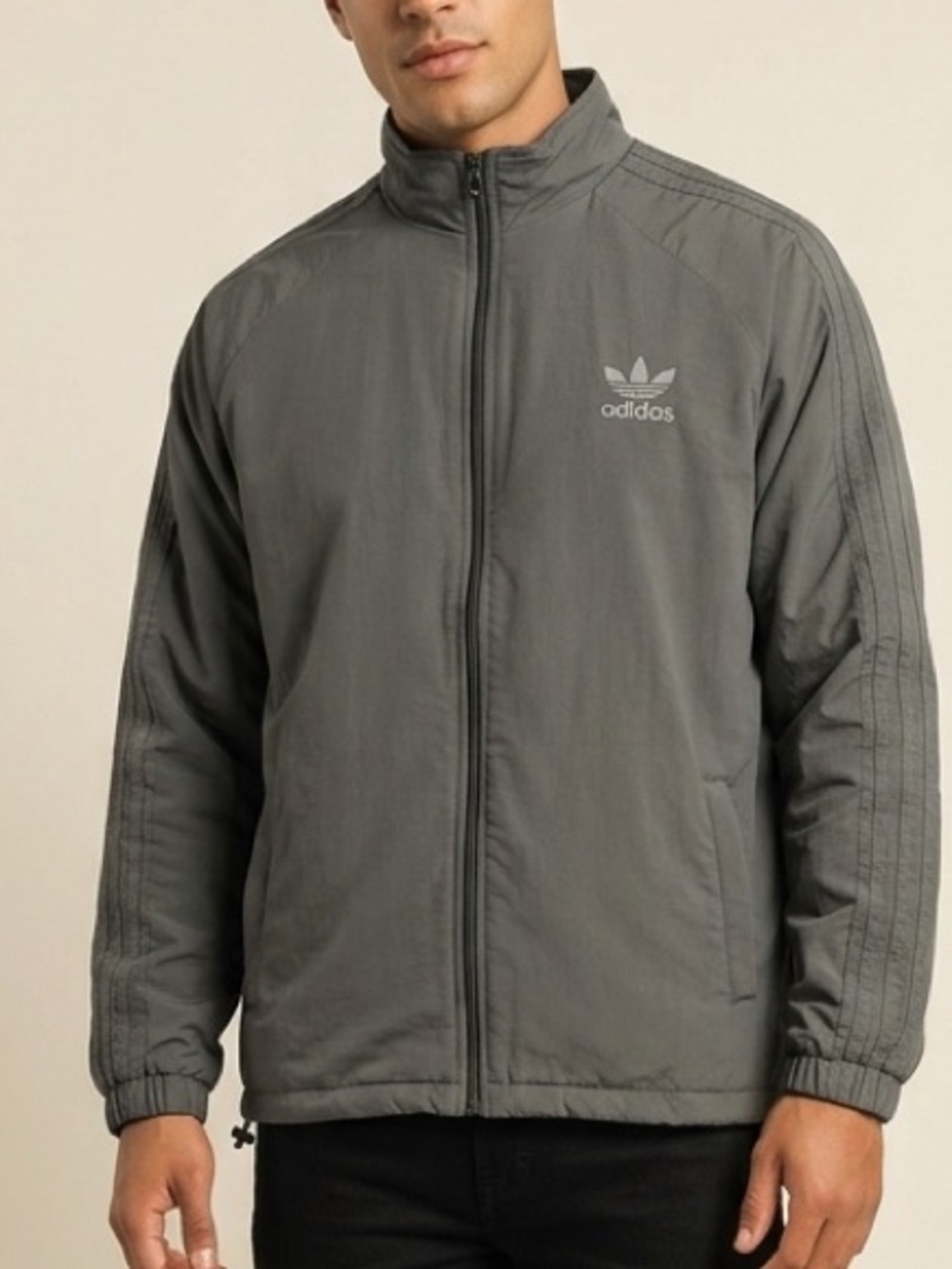 Adidas Gray Lightweight Zip-Front Bomber Jacket Men’s Size Large‎